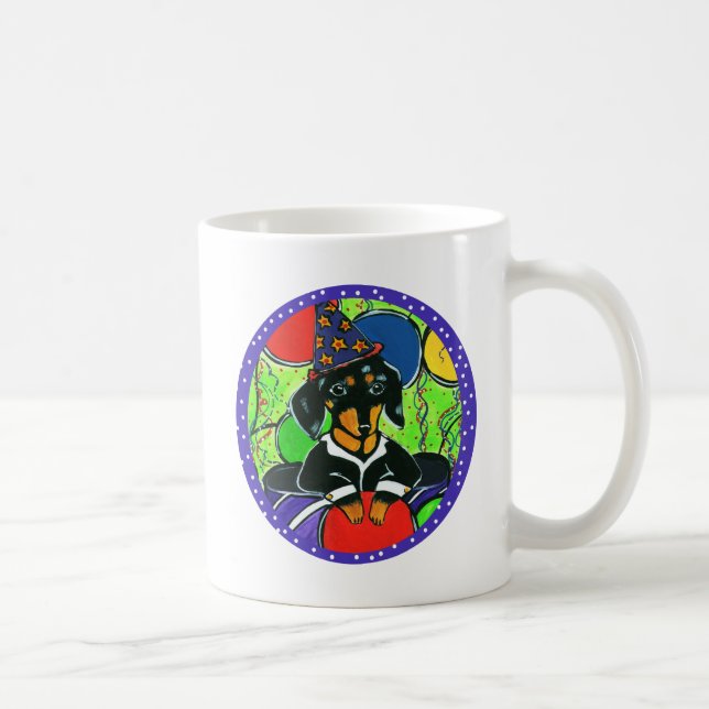 Caneca De Café Aniversário Fofo de Dachshund (Direita)