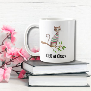Caneca De Café Aniversário Gato Engraçado “CEO do Caos” Mãe de Ga