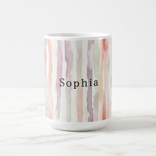 Caneca De Café Aniversário Listras Brancas Rosa Melão Lavanda