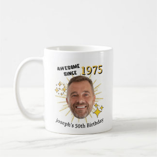 Caneca De Café Aniversário Personalizado com Foto, Nome e Ano Cus