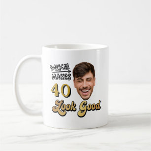 Caneca De Café Aniversário Personalizado com Foto, Nome e Idade