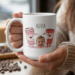 Caneca De Café Aniversário Personalizado do Bebê de 1 Ano com Fot
