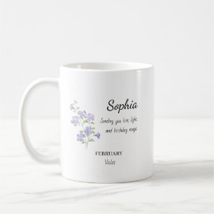 Caneca De Café Aniversário Personalizado Violeta de Fevereiro