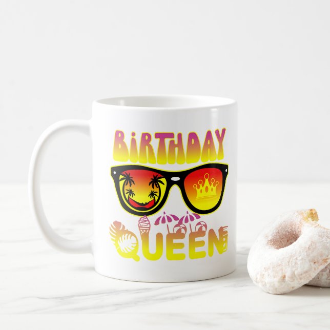 Caneca De Café Aniversário Rainha Design (Com Donut)