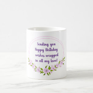 Caneca De Café Aniversário romântico das flores bonitasMinimali