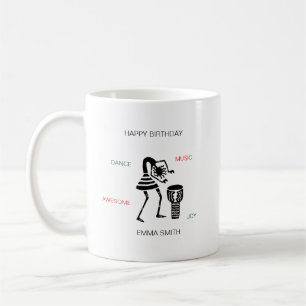Caneca De Café Aniversário, Silhouette African Drumming Girl