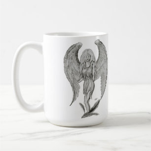 Caneca De Café Anjo Bleistiftzeichnung Black and desenhos whites
