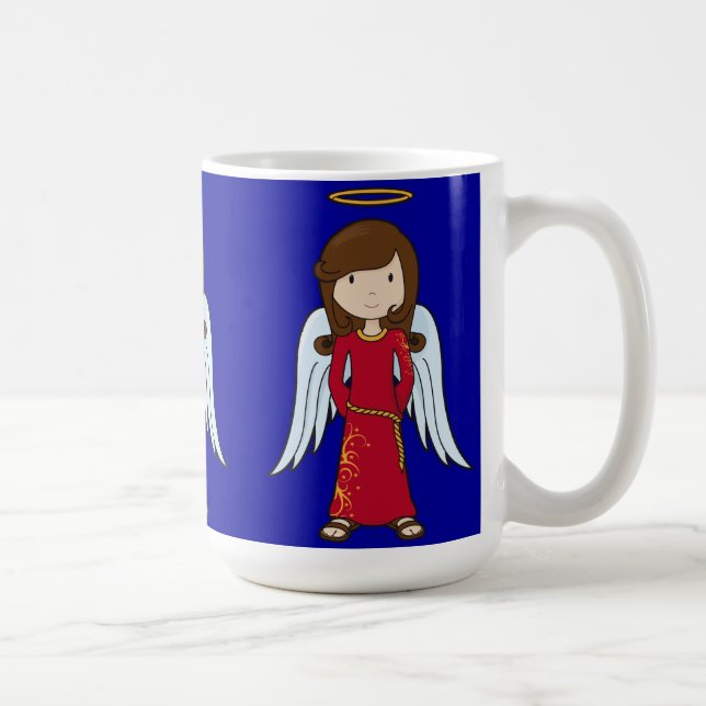 Caneca De Café Anjo bonito do Natal com veste vermelha (Direita)