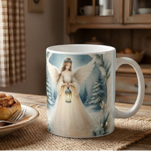 Caneca De Café Anjo Celestial de Inverno Lanterna da Esperança