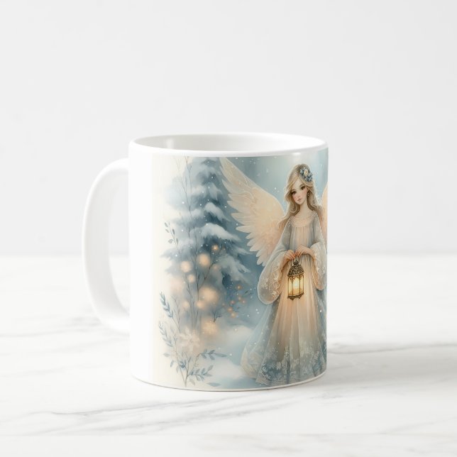 Caneca De Café Anjo Celestial de Inverno Lanterna da Graça (Frente Esquerda)