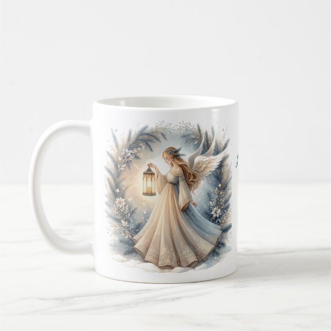Caneca De Café Anjo Celestial de Inverno Lanterna da Paz (Esquerda)