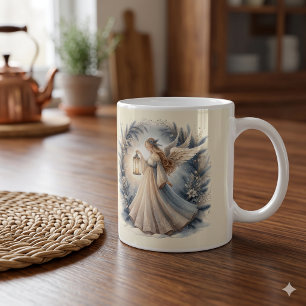 Caneca De Café Anjo Celestial de Inverno Lanterna da Paz
