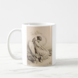 Caneca De Café Anjo cristão sentado em uma pedra