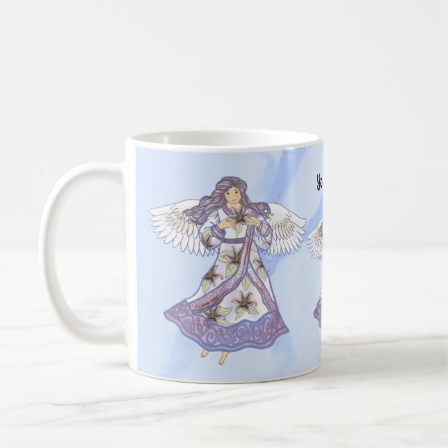 Caneca De Café Anjo da flor da lilly cristã (Esquerda)