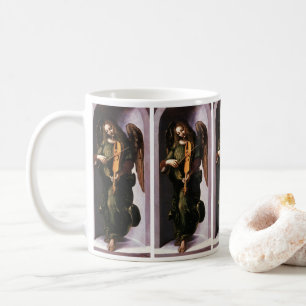 Caneca De Café Anjo de Leonardo da Vinci em Verde com uma Viela