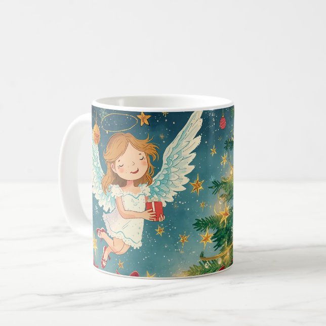 Caneca De Café Anjo de Natal (Frente Esquerda)