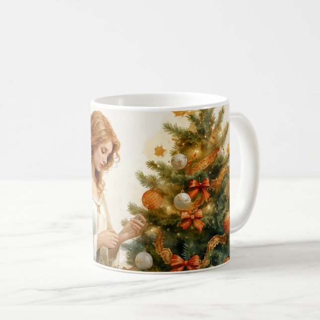 Caneca De Café Anjo de Natal (Frente Esquerda)