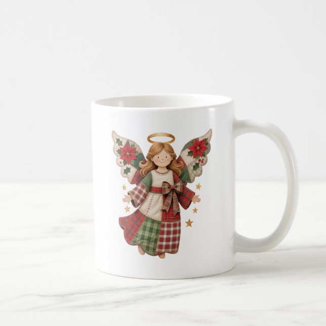 Caneca De Café Anjo de Natal com Estrelas Douradas (Direita)