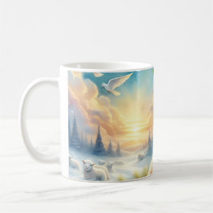 Caneca De Café Anjo de Natal com Lamb na Paz de inverno