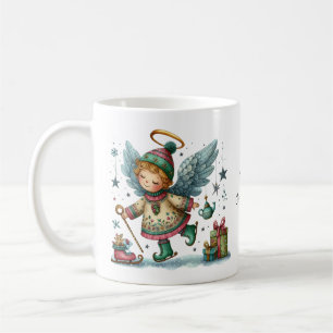 Caneca De Café Anjo de Natal em Skates de gelo