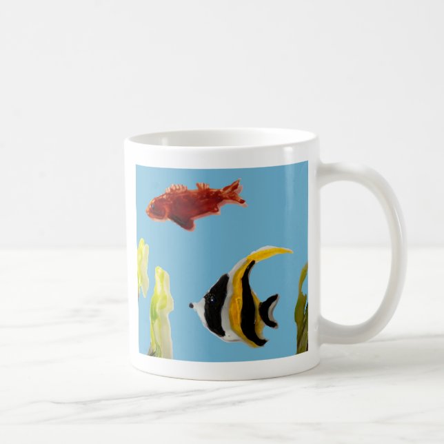 Caneca De Café Anjo de Pintura Aquática Mar Azul (Direita)