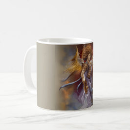 Caneca De Café Anjo De Proteção Do Guerreiro Na Lavanda De Aquare