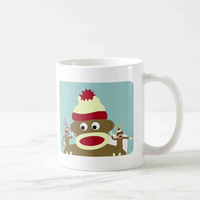 Caneca De Café Anjo & diabo do macaco da peúga (Direita)