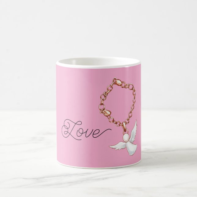 Caneca De Café Anjo do Amor Rosa Branco (Centro)