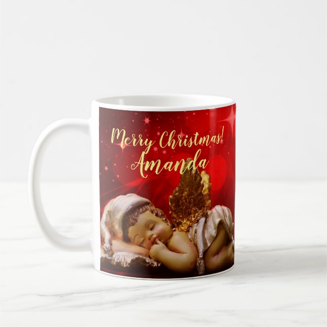 Caneca De Café Anjo Dormindo Bebê Jesus Natal (Esquerda)