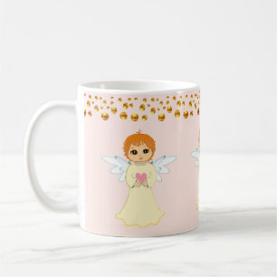 Caneca De Café Anjo e Confetes de Pontos Dourados