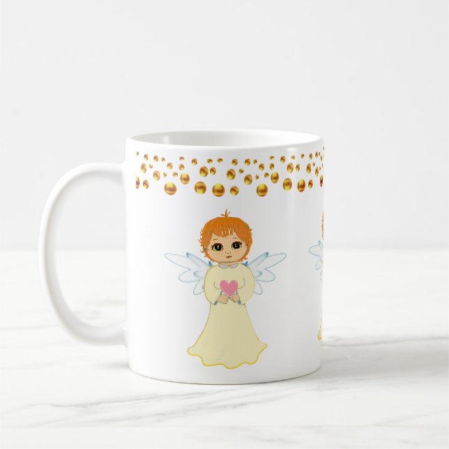 Caneca De Café Anjo e pontos Dourados Confetti (Esquerda)