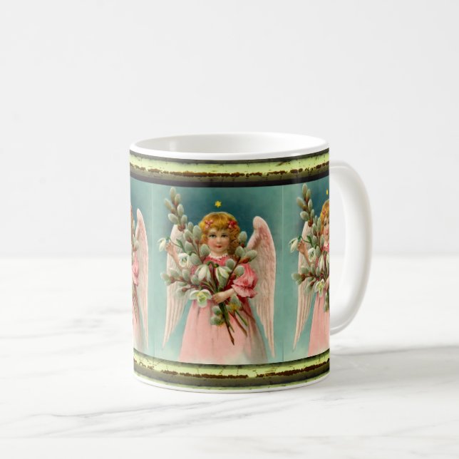 Caneca De Café Anjo Fofo de Vestido Rosa (Frente Esquerda)