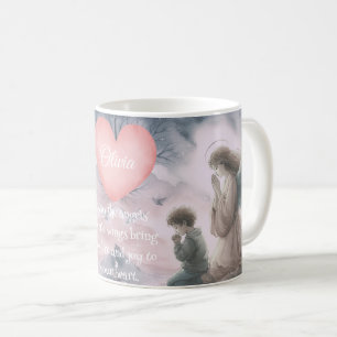 Caneca De Café Anjo Guardião e Criança Rezando Juntos