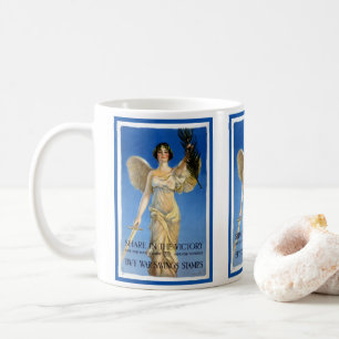 Caneca De Café Anjo Patriótico da Mulher Vintage, obrigações da G