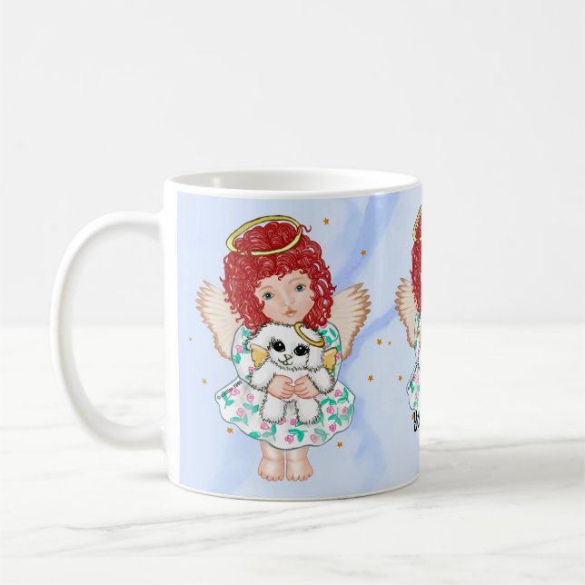 Caneca De Café Anjo Segurando Cachorro (Esquerda)