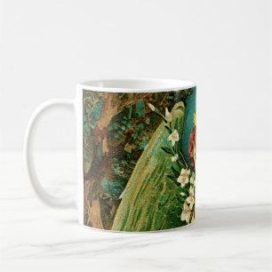 Caneca De Café Anjo segurando um galho floral