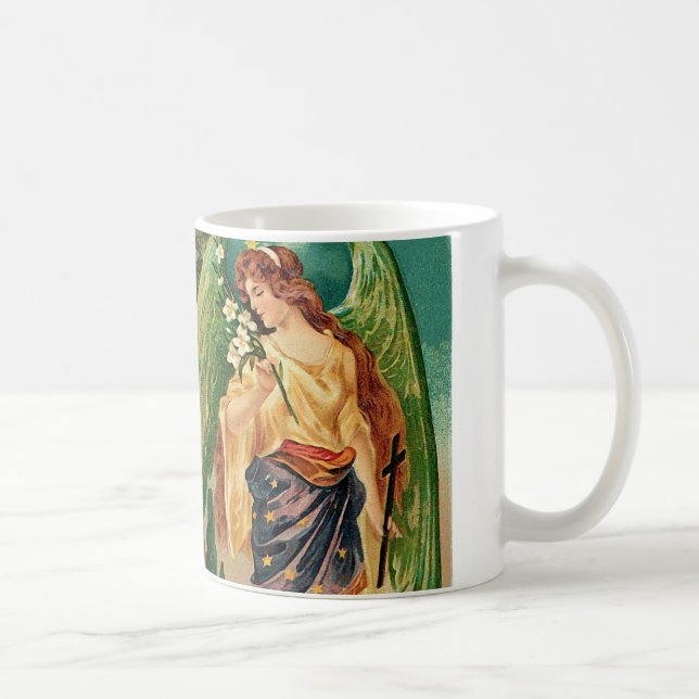 Caneca De Café Anjo segurando um galho floral (Direita)