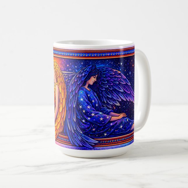 Caneca De Café Anjos Celestiais Retro Dia e Noite (Frente Esquerda)