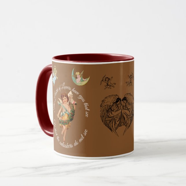 CANECA DE CAFÉ ANJOS & CUPIDOS – DESIGN DE QUERUBI (Frente Esquerda)