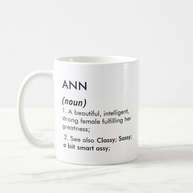 Caneca De Café Ann name, Editable name, Custom name (Esquerda)