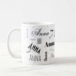 Caneca De Café Anna Custom Name  Black White Coffee Mug