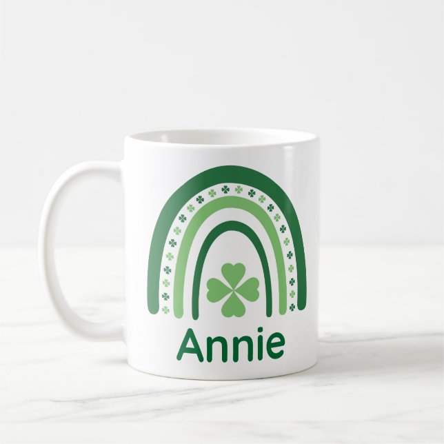 Caneca De Café Annie Name Clover Boho Rainbow (Esquerda)