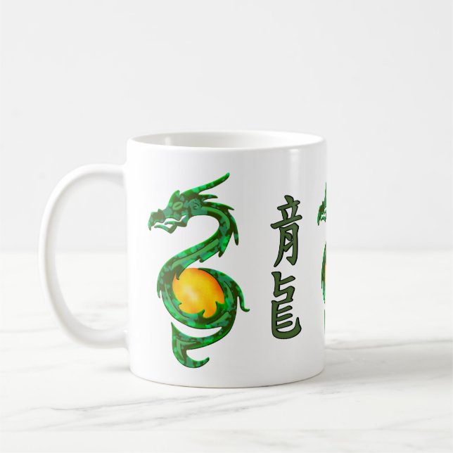 Caneca De Café Ano Chinês do Dragão Jade Verde (Esquerda)