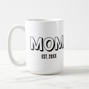 Caneca De Café Ano de Fundação Mãe Tipografia Minimalista Preta