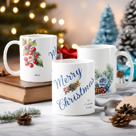 Caneca De Café Ano de Natal do Bunch of Holly Berries