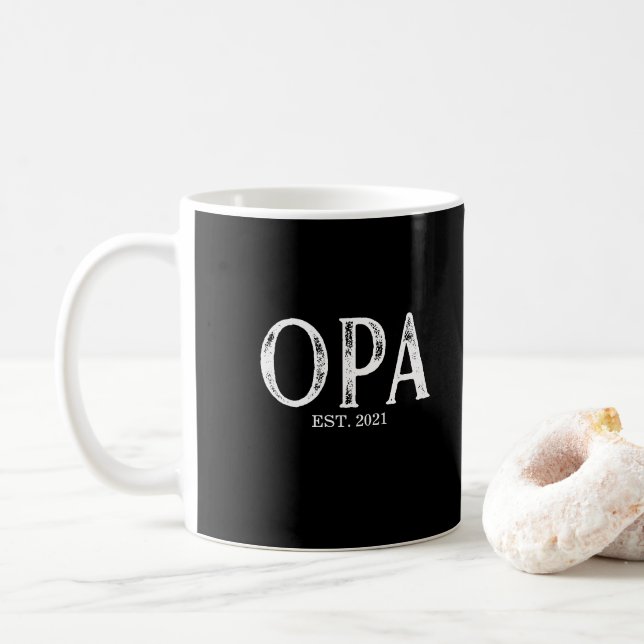 Caneca De Café Ano De Opa Estabelecido (Com Donut)