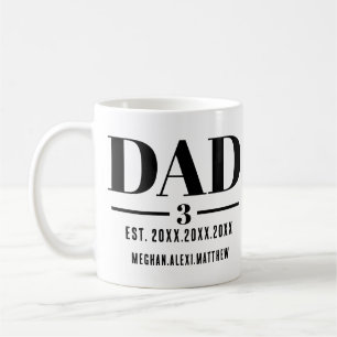 Caneca De Café Ano de Pai Est. Nome Número Fonte Negrito