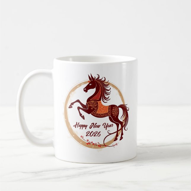 Caneca De Café Ano do Cavalo 2026 Cor castanha (Esquerda)