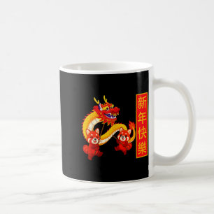 Caneca De Café Ano Do Cavalo Panda Dança do Dragão Ano Novo Chinê