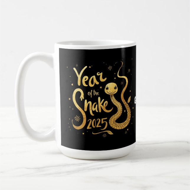 Caneca De Café Ano do Cobra chinês 2025 Zodiac (Esquerda)